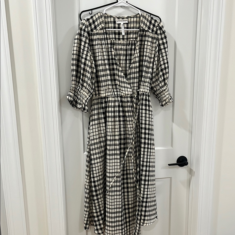 Apiece Apart Black and White Off the Shoulder Puff Sleeve Maxi Sundress